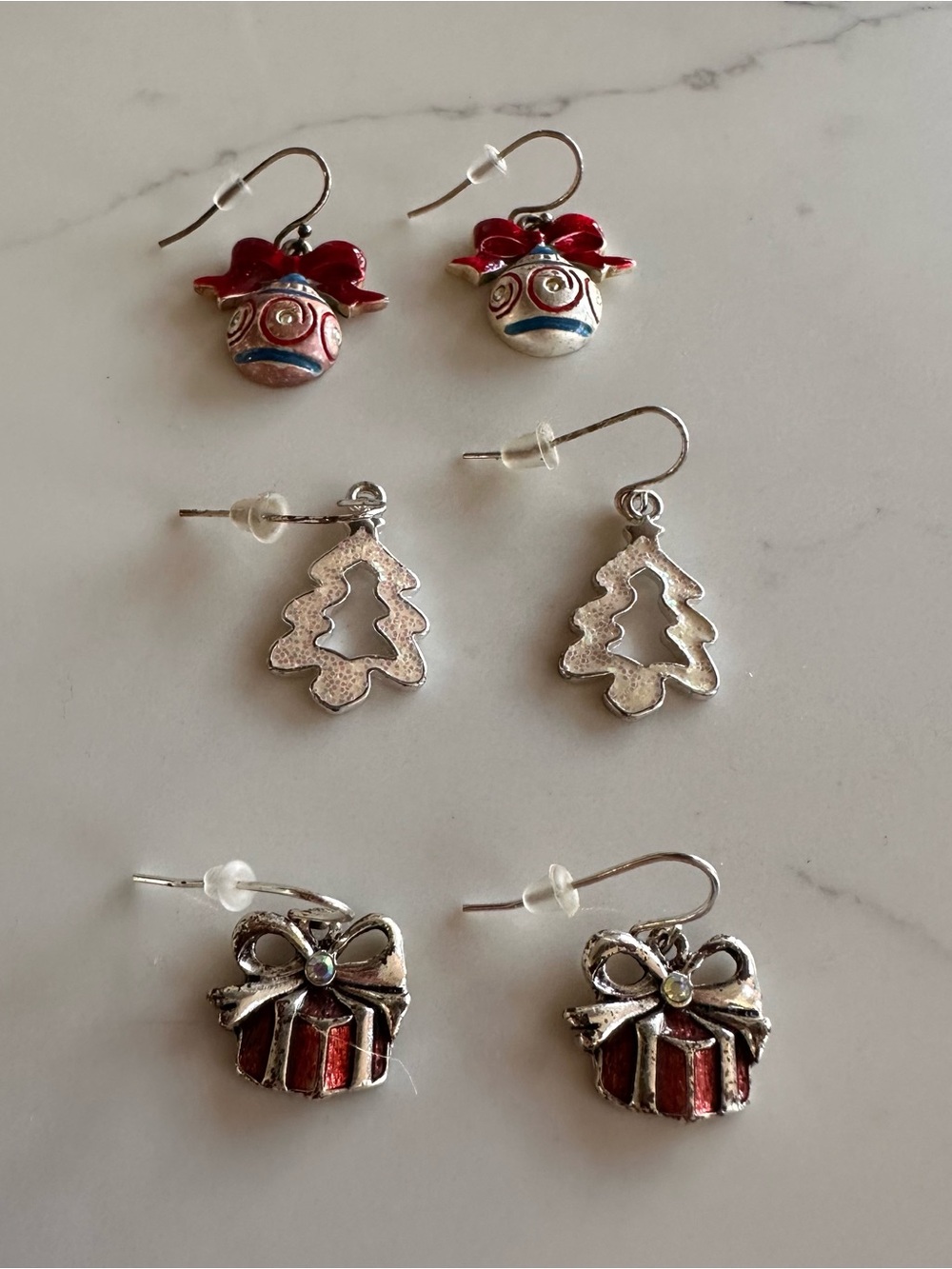 Kids Holiday Dangle Earrings Pack - Red and Silver